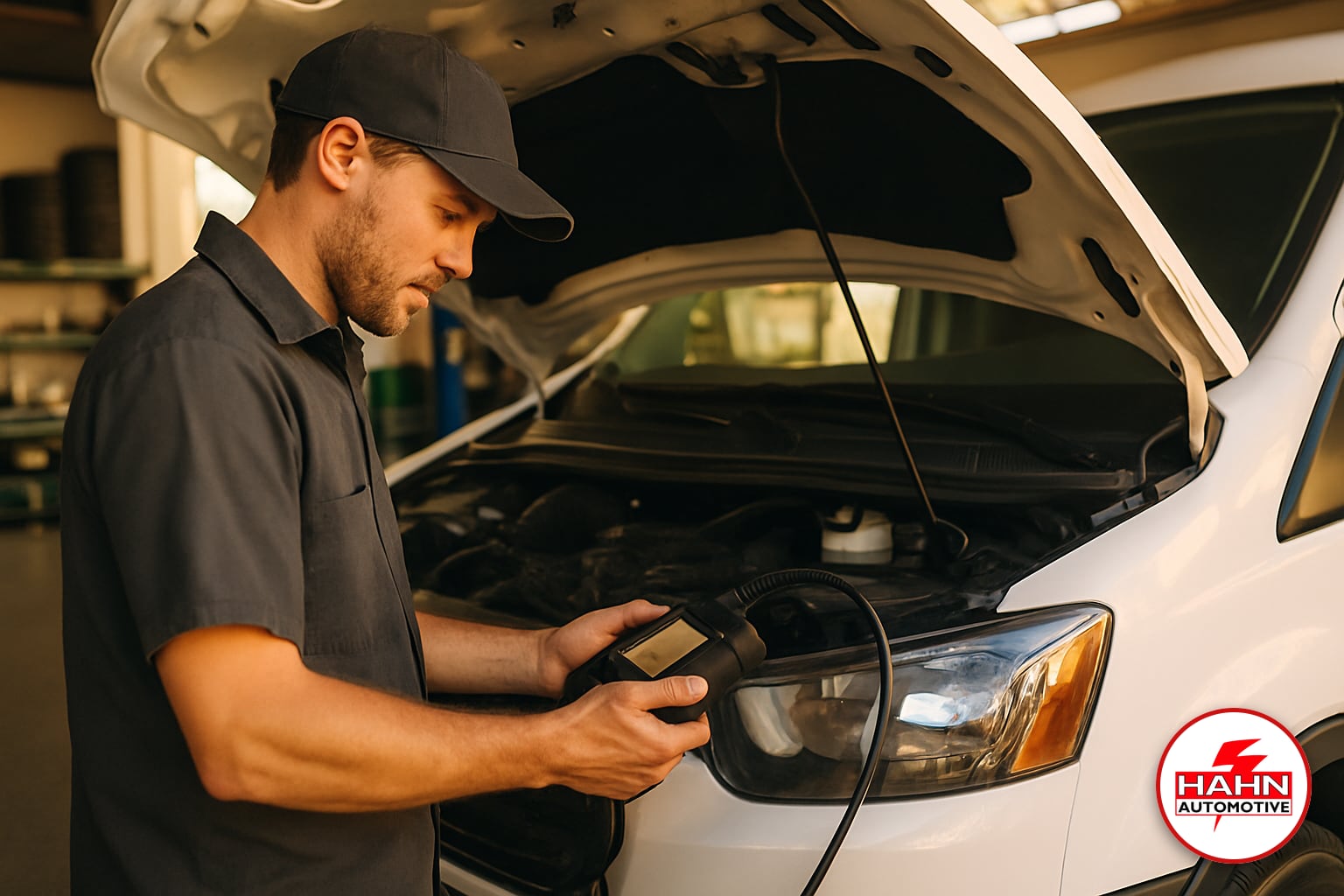 Hahn Automotive technician detail shot — fleet repair