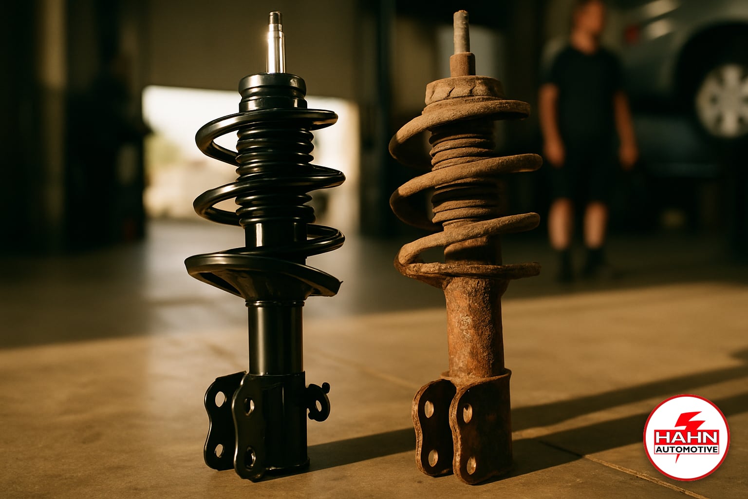Hahn Automotive technician detail shot — suspension repair