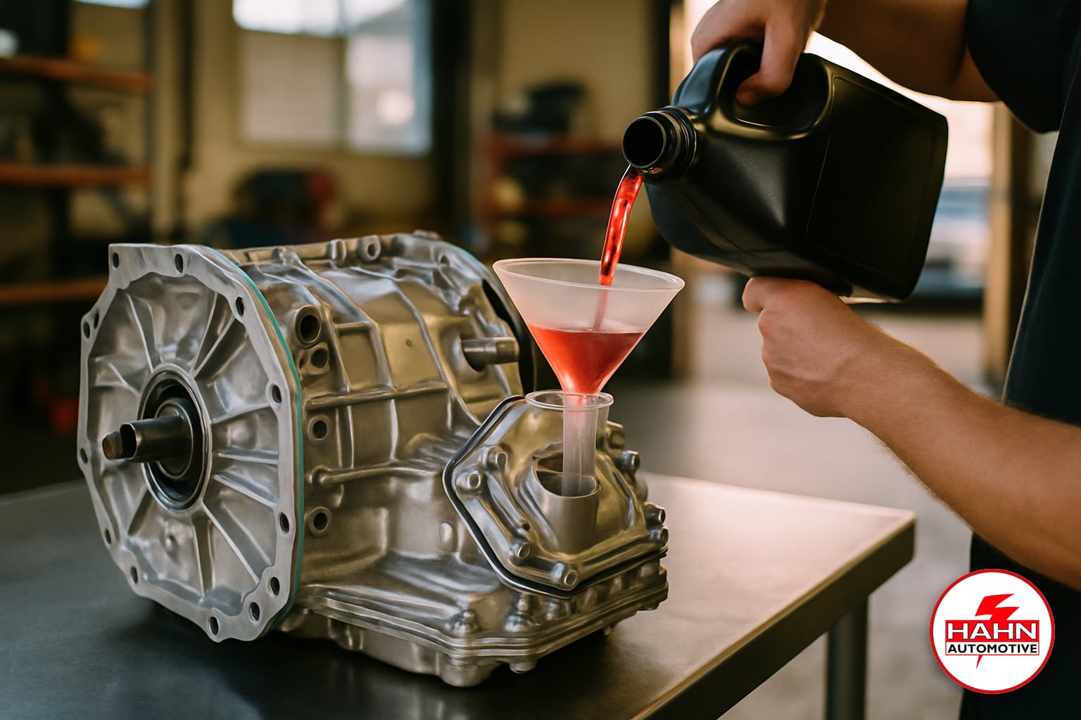 Hahn Automotive technician detail shot — transmission repair